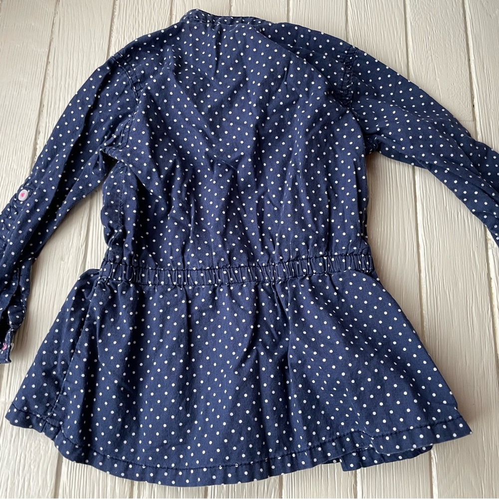 Carters Girls Size 2 Blue Polka Dot Long Sleeve Top button down - Picture 6 of 7